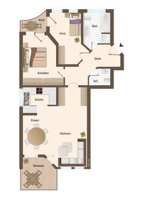 Wunderschönes Wohnen auf einer Ebene mit Garten