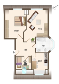 Perfekt geschnittene 2,5-Zimmer-Wohnung mit Wohlfühlcharakter